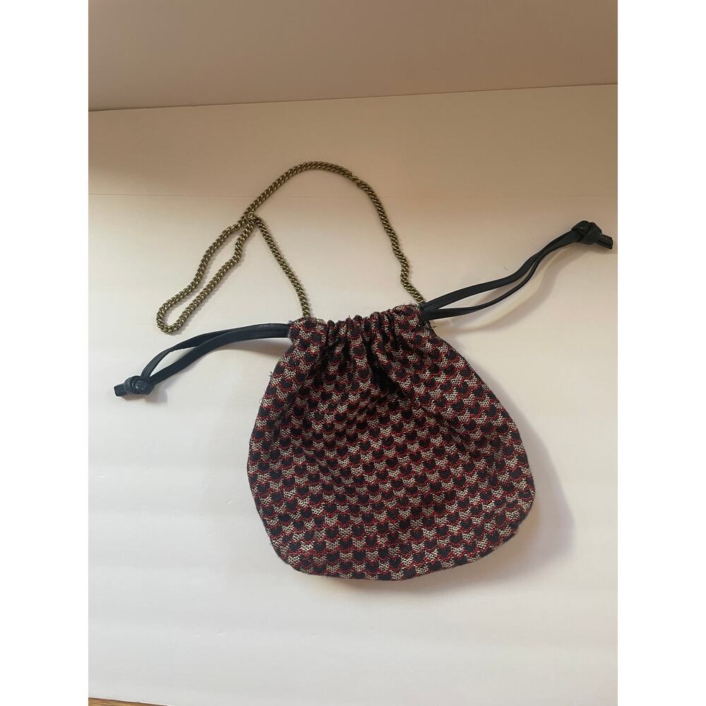 Clare‎ V. Cinched Bag/Pouch with gold chain and leather cinch handles